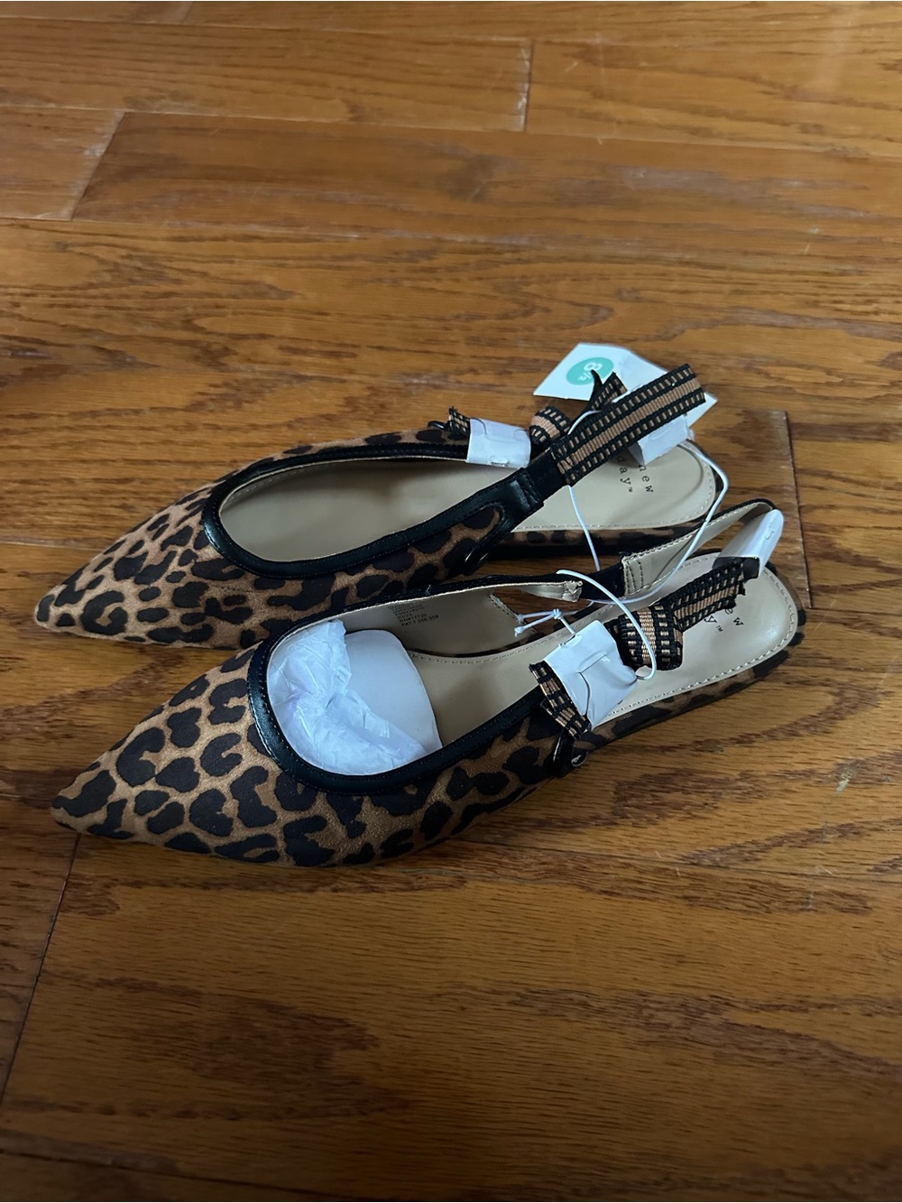 a new day Leopard Print Pointed Toe Slingback Flats - Brown/Black